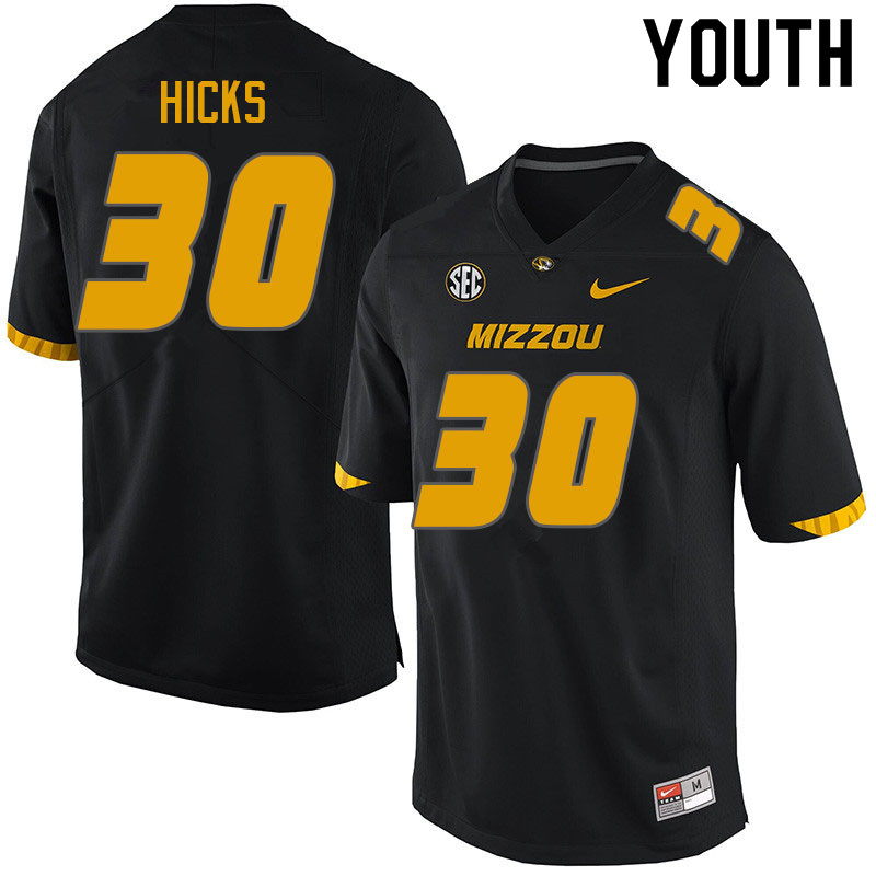 Youth #30 Chuck Hicks Missouri Tigers College Football Jerseys Sale-Black - Click Image to Close